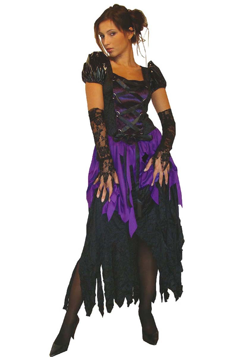 Halloween Kostüm Damen Mittelalter Gothic - Kurzes Hexenkostüm Für Karneval & Cosplay